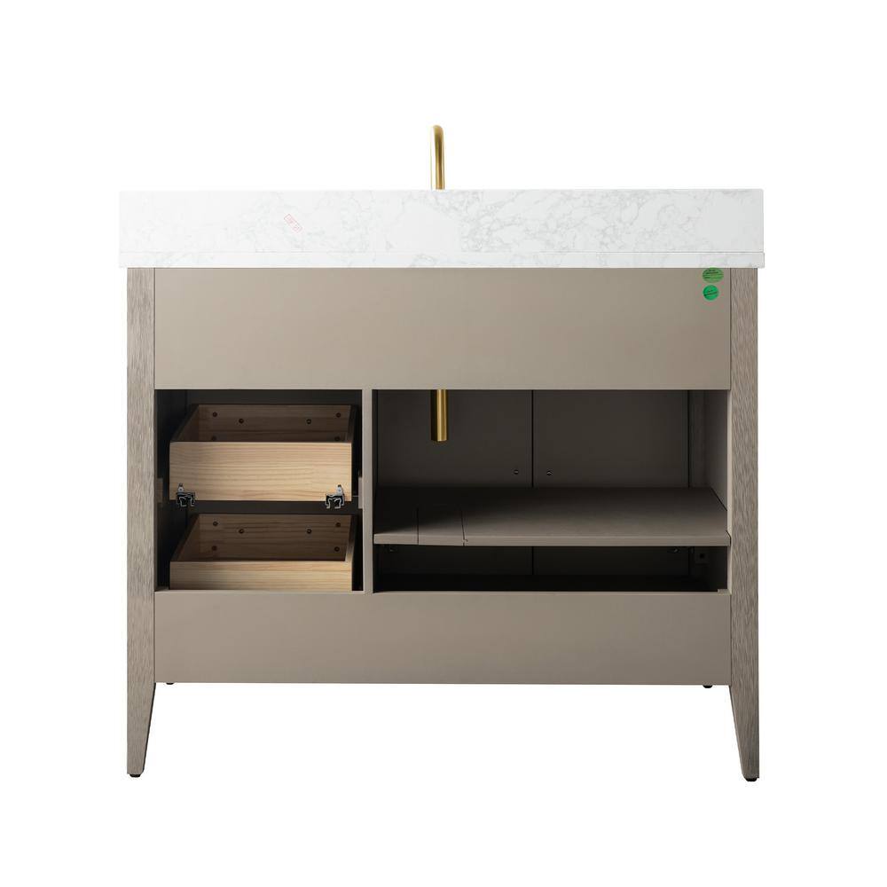42'' Driftwood Gray Single Bathroom Vanity with Marble Top