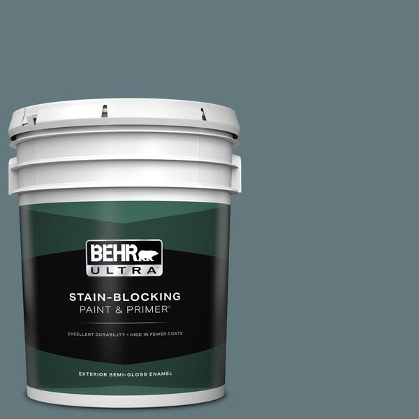 BEHR ULTRA 5 gal. #BXC-81 Crater Lake Semi-Gloss Enamel Exterior Paint & Primer