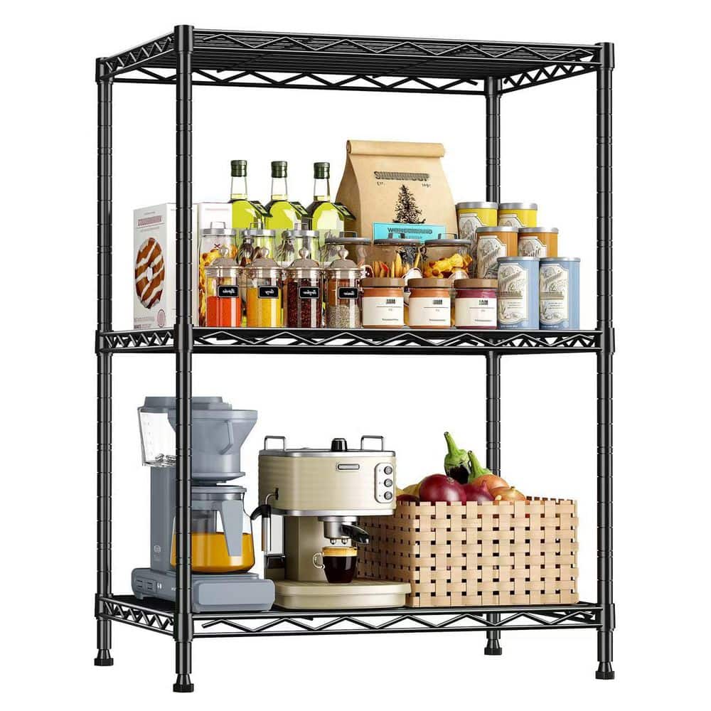 Metal Wire 3 Tier Adjustable Storage Shelving Unit in Black (18 in. W x 35 in. H x 12 in. D) price history on PriceWatchPro