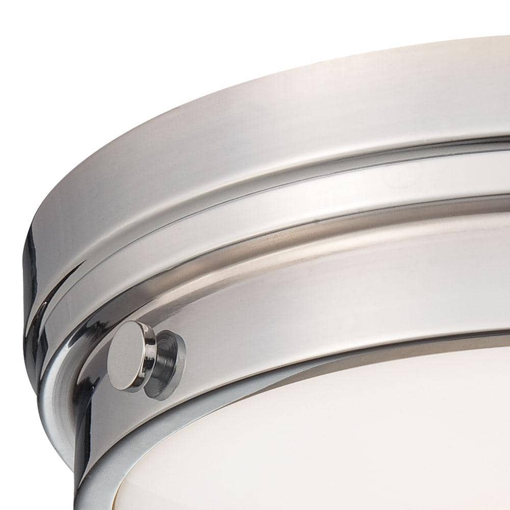 Circular Chrome 13" Flush Mount Ceiling Light with Clear and White Glass