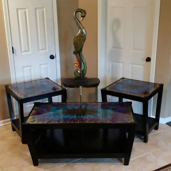 A colorful end table makeover with gel stain and glaze - Green WIth Decor