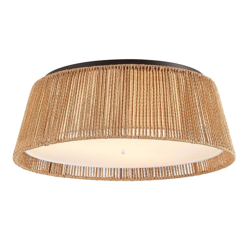 20 in. 3-Light Bronze Hand Woven Rope Flush Mount price history on PriceWatchPro