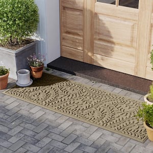 WaterHog Boxwood Camel 22 in. x 60 in. PET Polyester Indoor Outdoor Runner Doormat