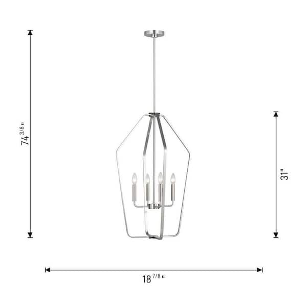 Generation Lighting - Kennan 4-Light Brushed Nickel Transitional Dimmable Lantern Chandelier