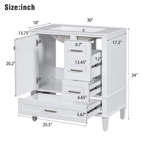 早割シーズン券 H in. 34 x D in. 18 x W in. 30 Virubi Single Bath Sink テープ・マスキングテープ