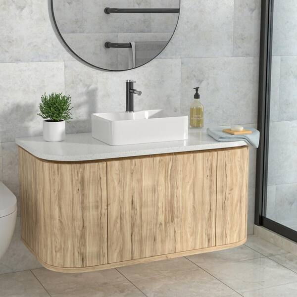 Bathroom Vanity Corner Unit, Oak Sink Cabinet, Ceramic Basin Tap & Plug  Option