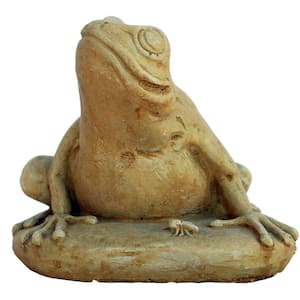 Cast Stone Frog with Bug Garden Statue Weathered Bronze