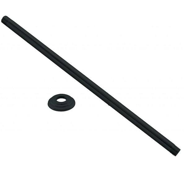 Westbrass 1/2 in. IPS x 36 in. Round Ceiling Mount Shower Arm with Flange, Matte Black