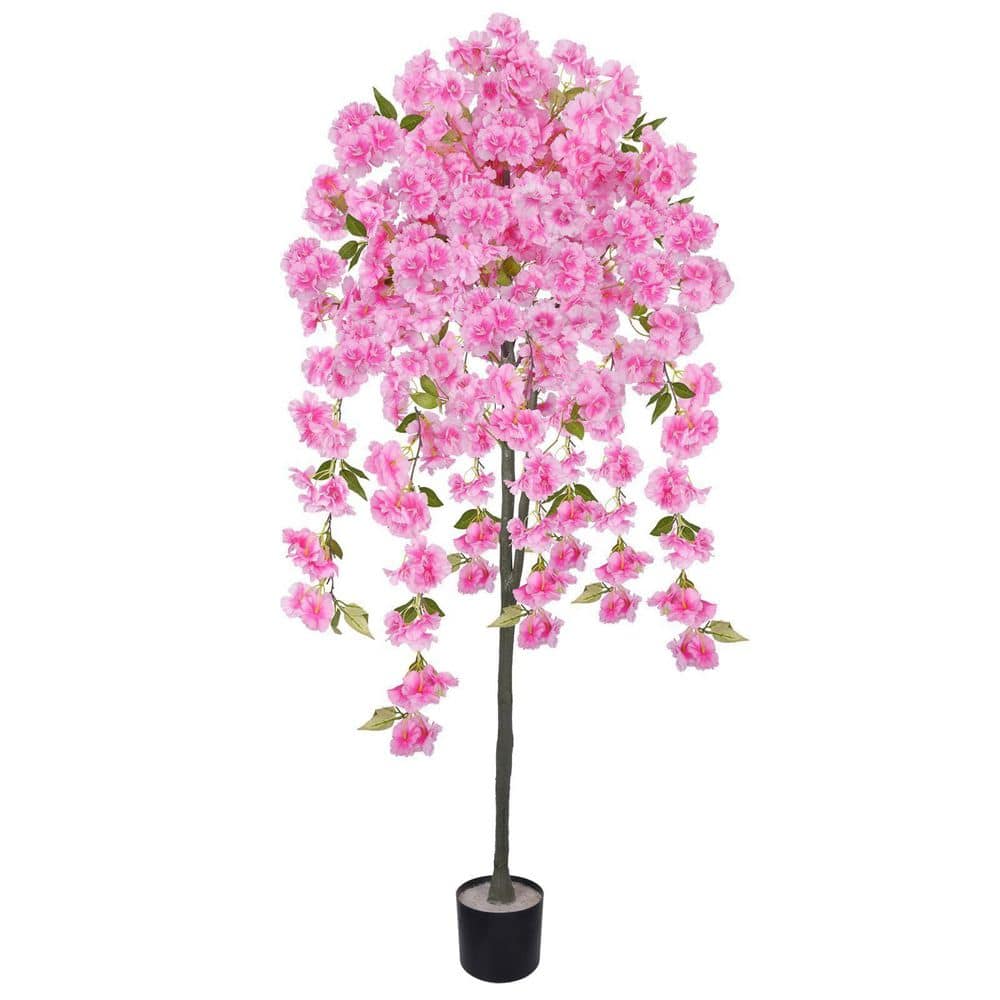 5 ft. Artificial Cherry BlossomTree in Pot with Blooming Pink