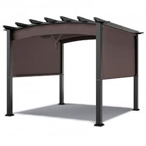 120 in. x 120 in./10 ft. x 10 ft. Coffee Steel Patio Pergola Gazebo with Removable and Retractable Shade Canopy