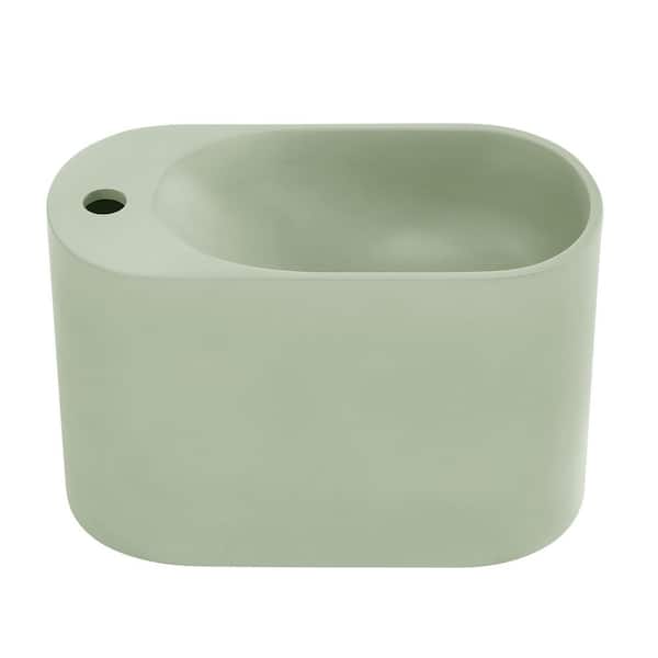 Terre 18 in. Solid Surface Oval Wall-Mounted Sink With 4 in. Basin Left Side Faucet Mount in Matte Palm Green
