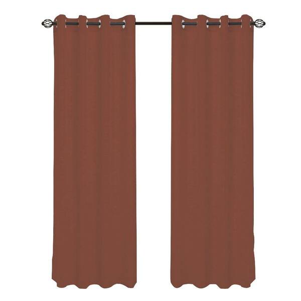Lavish Home Brown Mia Jacquard Grommet Curtain Panel, 108 in. Length