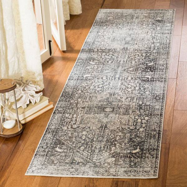Vintage Persian 2 ft. x 10 ft. Gray/Charcoal Medallion Runner Rug