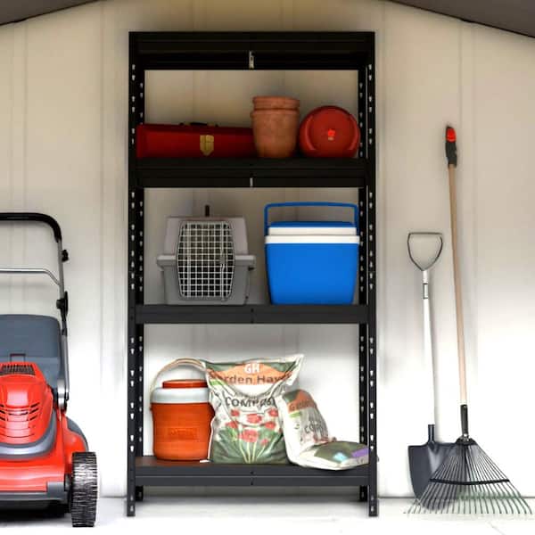 Garage Series 4-Tier Galvanized Steel Storage Shelving Unit, Matte Dark Grey, HDF Racks (35 in. W x 71 in. H x 18 in. D)