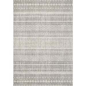 Catherine Henna Tribal Bands Gray 10 ft. x 14 ft. Indoor Area Rug