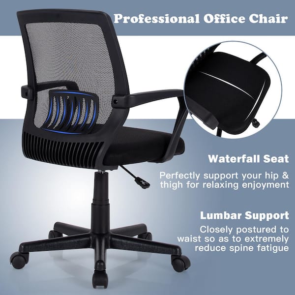Costway Black High Back Mesh Office Chair with Adjustable Lumbar Support  and Headrest HW62423 - The Home Depot