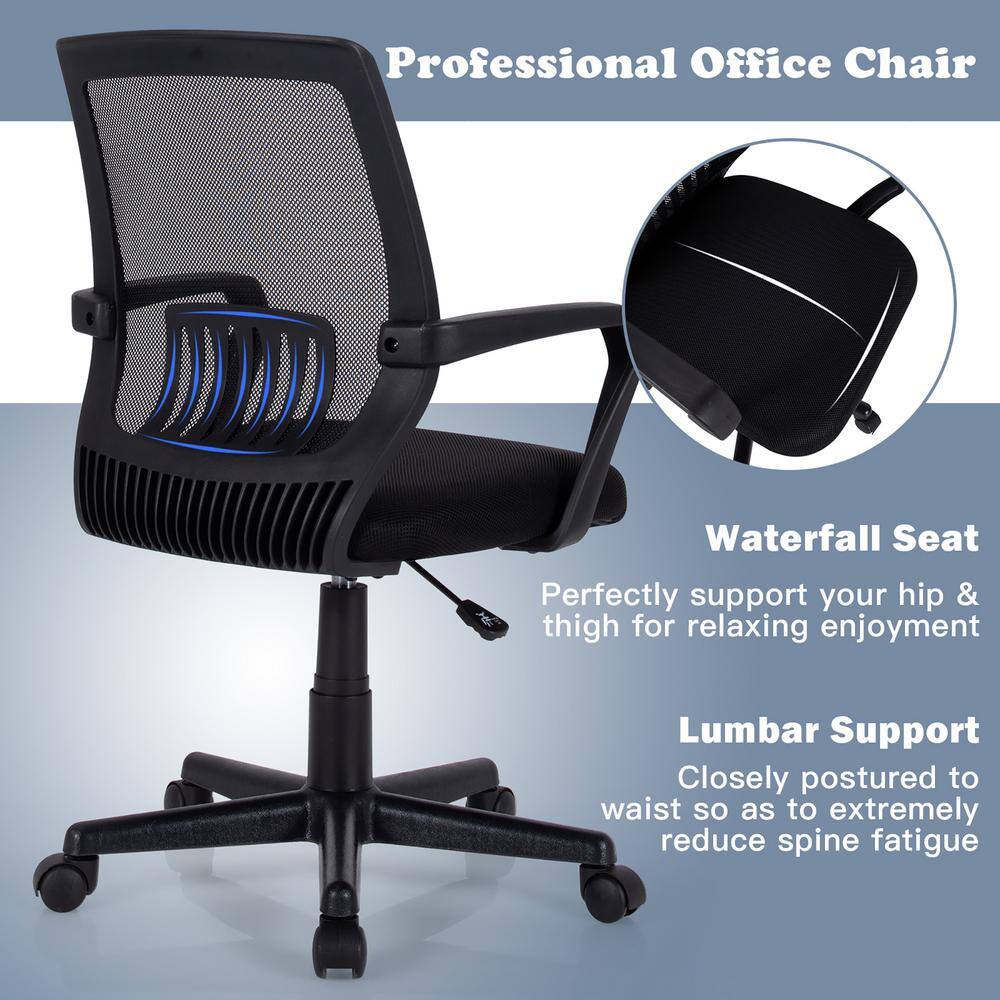 Ergonomic Mid-Back Black Mesh Executive Swivel Office Chair
