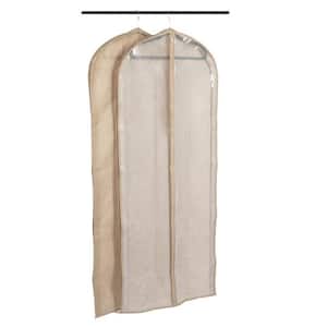 56 in. Latte Brown Hanging Zippered Garment Bag with Clear Vision Front (Set of 2)