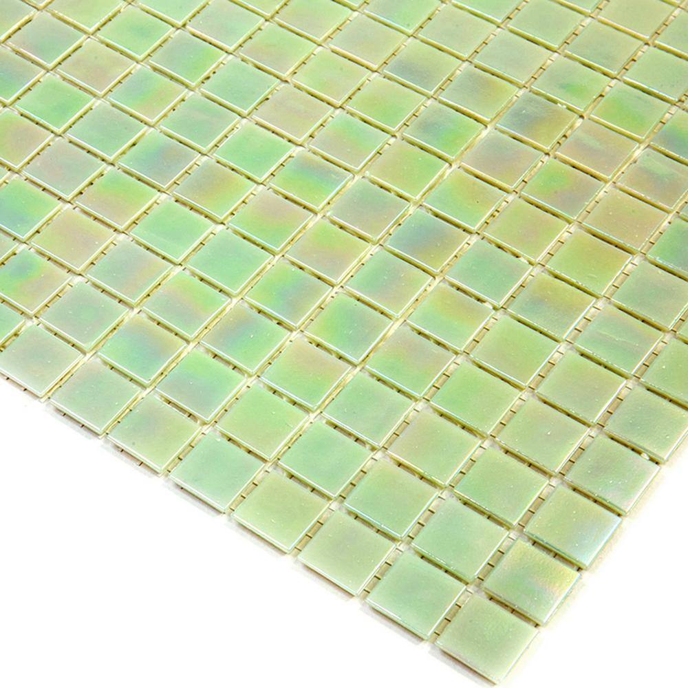 Nacreous 12" x 12" Glossy Green Glass Mosaic Tile