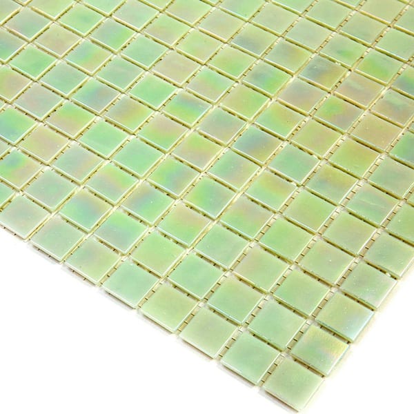 Nacreous 12 in. x 12 in. Glossy Lime Green Glass Mosaic Wall and Floor Tile (20 sq. ft./case) (20-pack)
