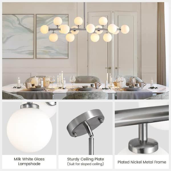 SILJOY 27.56 in. 12-Light Black Bubble Modern Chandelier for