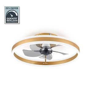 20 in. Smart Indoor Gold Flush Mount Color Changing LED Ceiling Fan with Light Kit and Remote and App Control