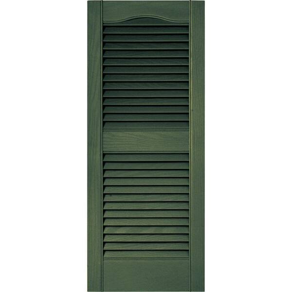 Builders Edge 15 in. x 36 in. Louvered Vinyl Exterior Shutters Pair in #283 Moss