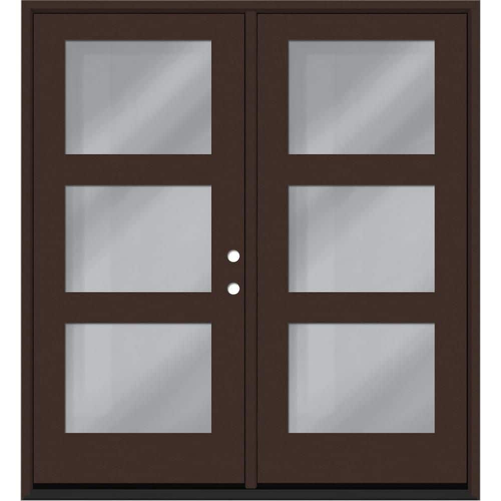 Regency 72 in. x 80 in. Modern 3L Equal Clear Glass Chestnut LHIS Stained Fiberglass Retro Patio Door with 4 in. Jamb price history on PriceWatchPro