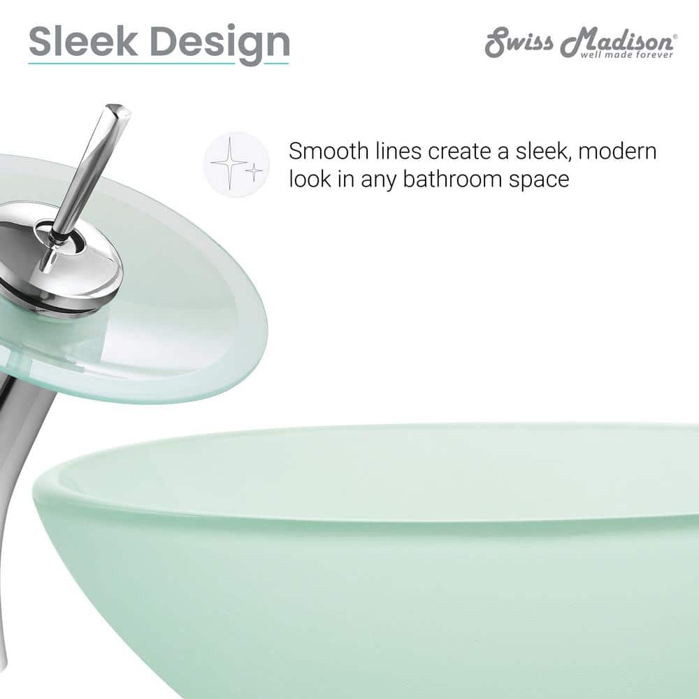 Cascade Frosted Glass 16.5" Vessel Sink with Faucet
