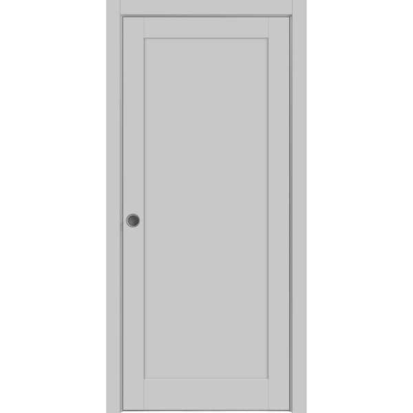 Sartodoors 36 in. x 96 in. 1 Panel Matte Grey Finished Solid MDF Sliding Door with Hardware