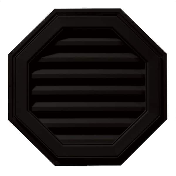 Builders Edge 22 in. x 22 in. Octagon Black Plastic Built-in Screen Gable Louver Vent