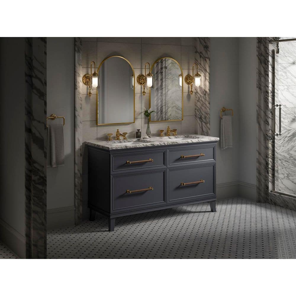 Moderne Brushed Gold 36" x 24" Arch Bathroom Mirror