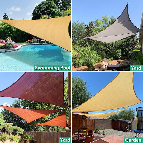 Artpuch 16 ft. x 16 ft. x 16 ft. 185 GSM Gray Equilteral Triangle UV Block Sun Shade Sail for and Swimming Pool etc. - The Home Depot