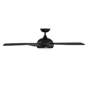 Odyssey 52 in. Smart Indoor/Outdoor Matte Black 5-Blade Standard Ceiling Fan 3000K Integrated LED Plus Remote