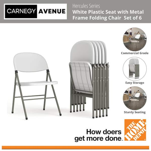 White Hercules Series Plastic Folding Event Chairs with Textured Seats, Lightweight Plastic Folding Chairs (Set of 6)