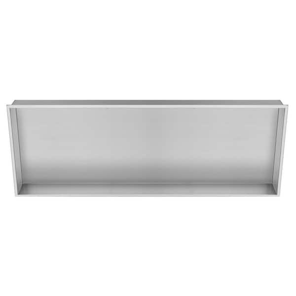 12.6 in. W x 36.2 in. H x 4 in. D Stainless Steel Single Shelf Recessed Shower Niche in Brushed Stainless Steel