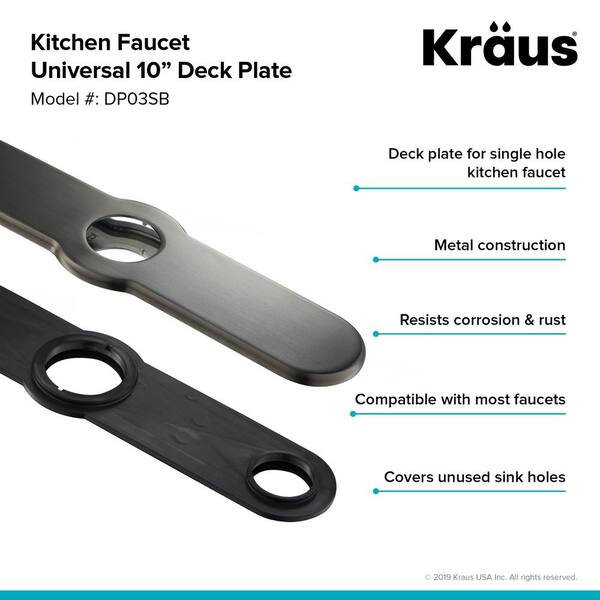 Kraus 10 25 In Kitchen Faucet Single Hole Deck Plate In Black Stainless Steel Dp03sb The Home Depot