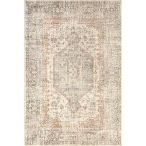 Jacquie Light Grey 9 ft. 6 in. x 13 ft. 6 in. Machine Washable Vintage Floral Area Rug