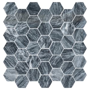 Channing Pebble Hex Dark Gray 12 in. x 12 in. Geometric Smooth Natural Stone Mosaic Wall & Floor Tile (4.85 sq.ft./Case)