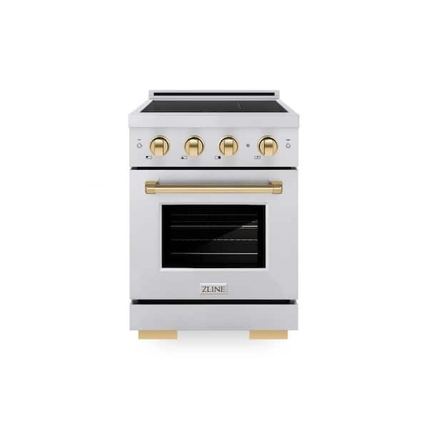Autograph Edition 24 in. 3.2 cu. ft. Paramount Induction Range with 3 Element Cooktop in Stainless with Gold Accents