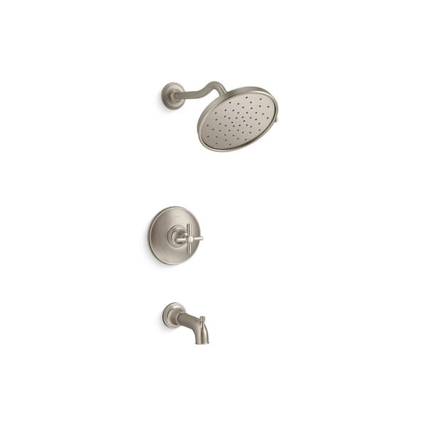 KOHLER Paces Single Handle 3-Spray Tub and Shower Faucet 1.75 GPM in Vibrant Brushed Nickel (Valve Included)