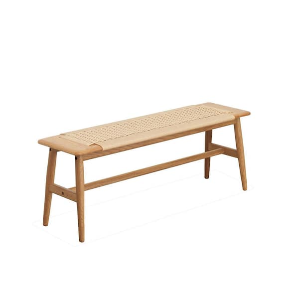 Tidoin Natural Oak Wood Bench (15.98 in. H x 31.5 in. W x 11.82 in. D)