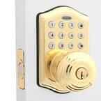 Polished Brass Keypad Electronic Knob Entry Door Lock