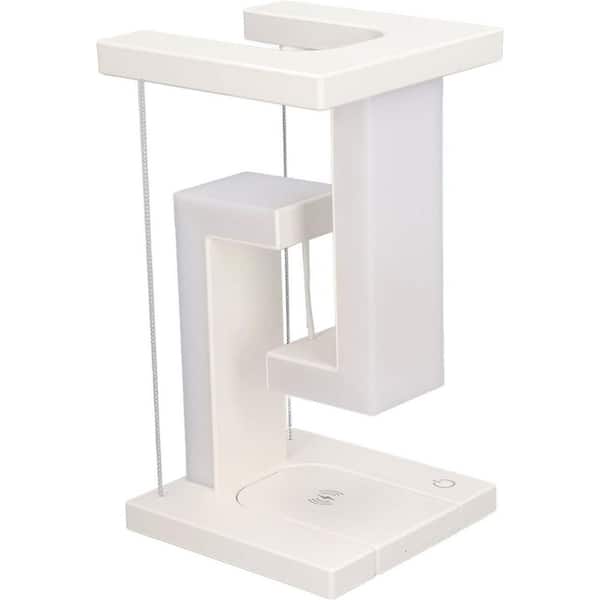 8.26 in. White Magnetic Levitating Night Light/Lamp and Adjustable Gears with Phone Charging Pad for Home, Office