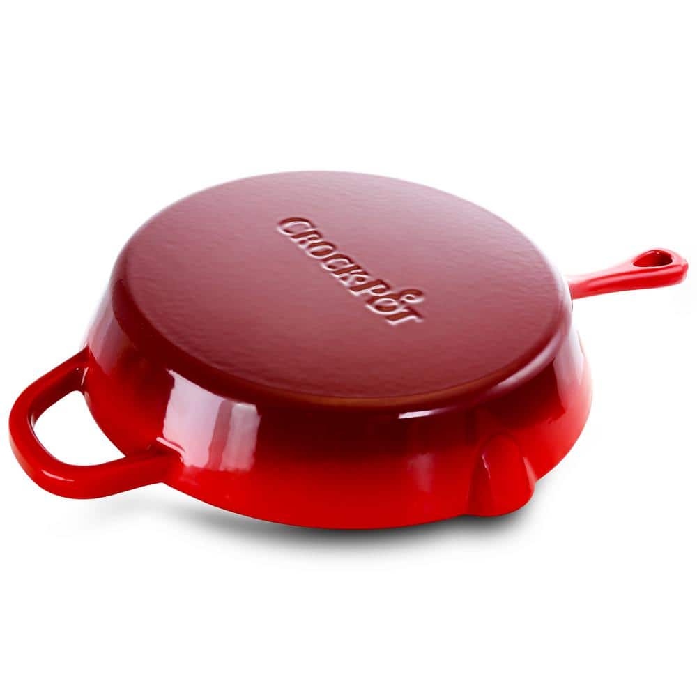 Scarlet Red 12" Enameled Cast Iron Skillet with Dual Handles