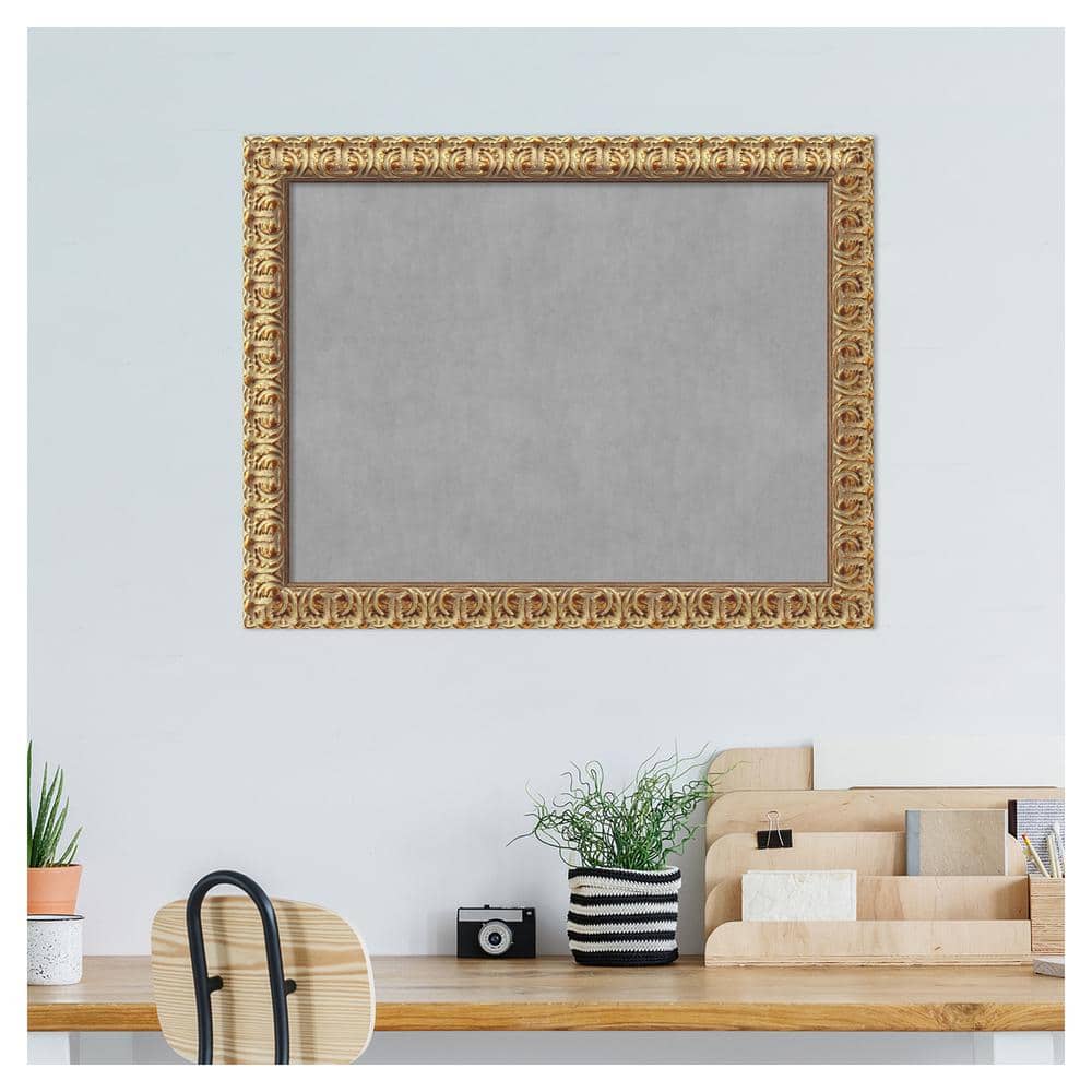 Florentine Gold Framed Grey Magnetic Memo Board 24x18