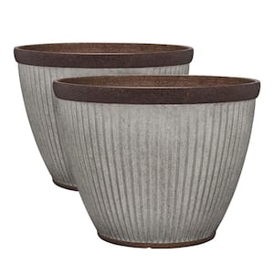 20.5 Inch Rustic Resin Outdoor Planter Urn (2 Pack)