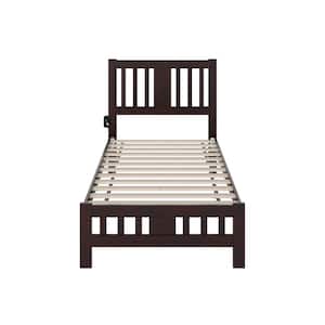 Tahoe Espresso Twin Solid Wood Platform Bed with Footboard