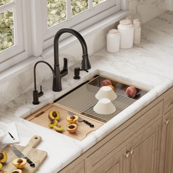 Karran Bisque Quartz/Granite 32.5 in. Single Bowl Undermount