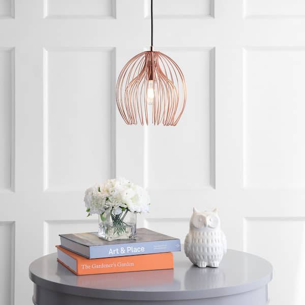 Deena 1-Light Copper Cage Globe Hanging Pendant Lighting